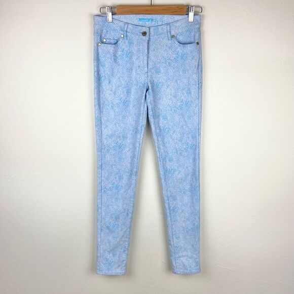 J. McLaughlin Lexi Snake Print Straight Leg Knit Jean - Light Blue - Picture 2 of 8